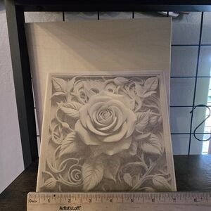 Laser Engraved Stone Rose Wall Art Decor, 7x7, With Stand